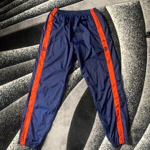 Vintage 2000s Y2K Adidias Embroidered Navy Blue Orange Stripe Nylon Pants